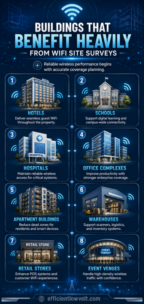 buildings that benefit heavily from wifi site surveys