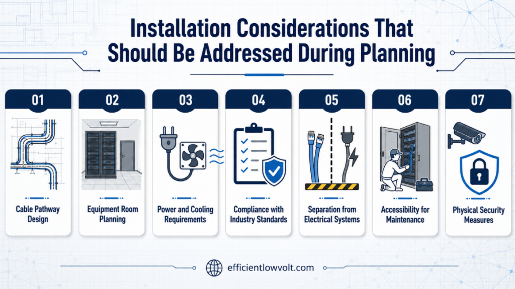 installation considerations that should be addressed during planning